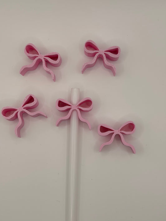 Pink Bow 3D Straw Topper